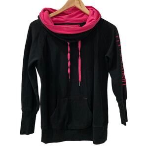 Calvin Klein Performance Quick Dry Black and Pink Cowl Neck Sweatshirt Size Med